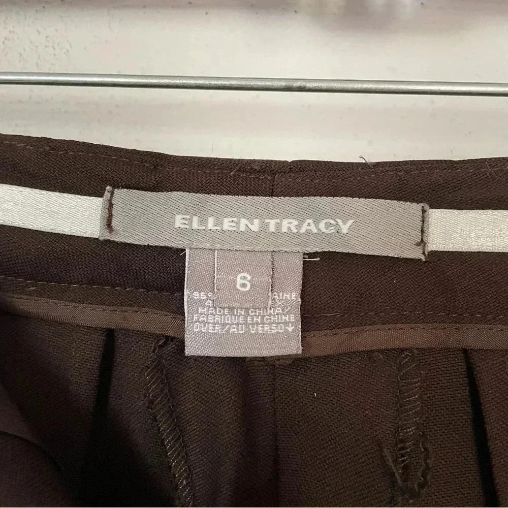 Ellen Tracy High Waist Straight Leg Brown Wool Dress Pants Size 6 - Picture 5 of 8